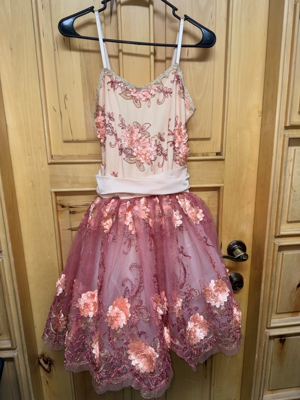 Pink Floral Embroidered Tutu Dress
